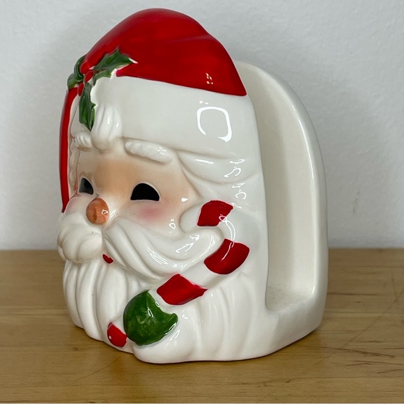 Vintage Norcrest Santa Claus Napkin Christmas Card Holder 4” Ceramic Japan - Picture 3 of 17